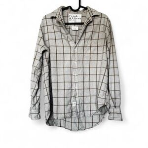Frank & Eileen Eileen Relaxed Shirt - Gray & Burnt Orange Windowpane Size Small